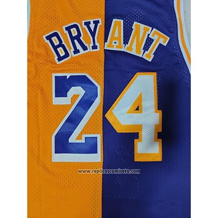 Camiseta Los Angeles Lakers Kobe Bryant #24 Mitchell & Ness 1996-97 Split Amarillo Violeta